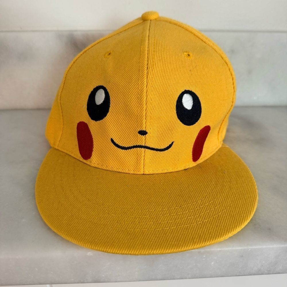 Pikachu Yellow Snapback Hat Pokémon Flat Brim Baseball Cap